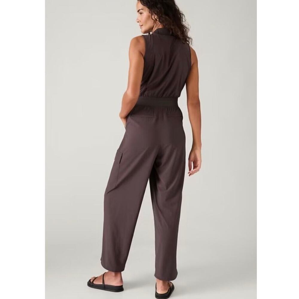 Athleta Brown Sleeveless Jumpsuit Womens Size 10 Activewear Sporty - Picture 2 of 11